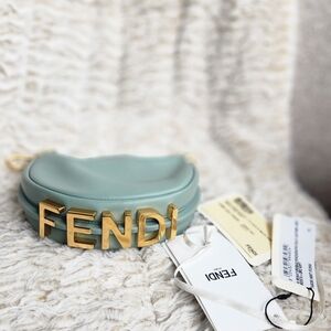Fendigraphy Mint Green Leather Logo Bag